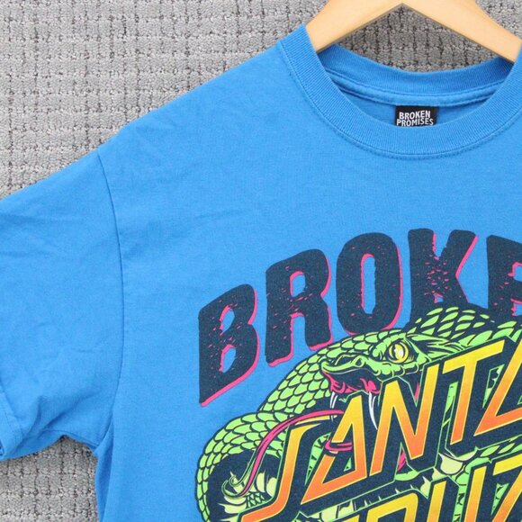 Broken Promises x Santa Cruz Shirt Mens Medium M Blue Short Sleeve Big Graphic - Picture 3 of 9